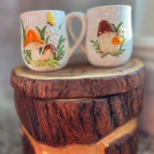 Vintage Merry Mushroom Mugs Set Of 2